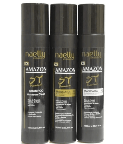 Hair Streigh Blowout Protein Amazon Premium ST 3x1000ml - Naelly