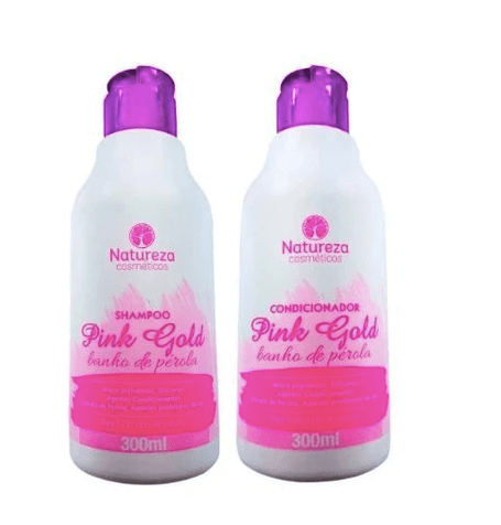 Home Care Maintenance Pink Gold Pearl Bath Hair Treatment Kit 2x300 - Natureza